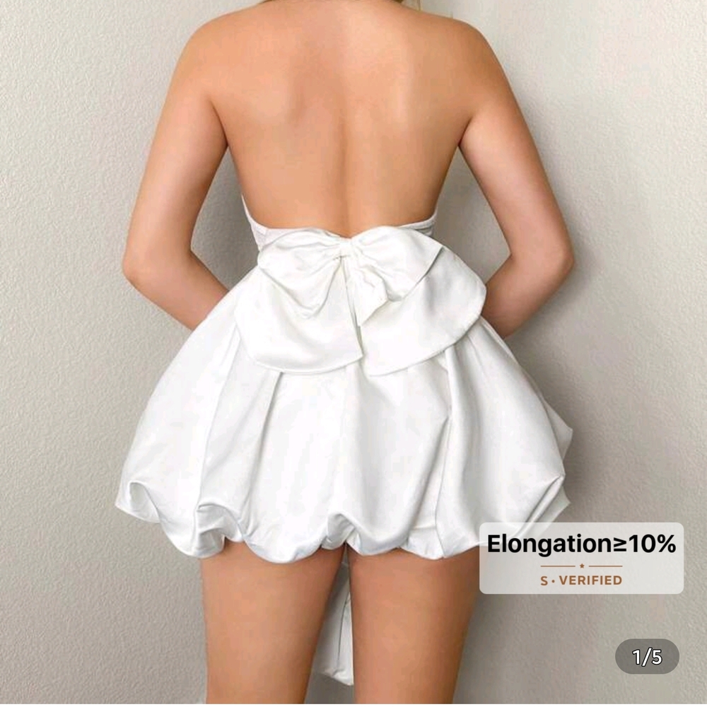 SHEIN White Strapless Dress with Back Bow ( BOW tie DRESS)